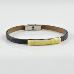 For men Baltic Amber bracelet with leather